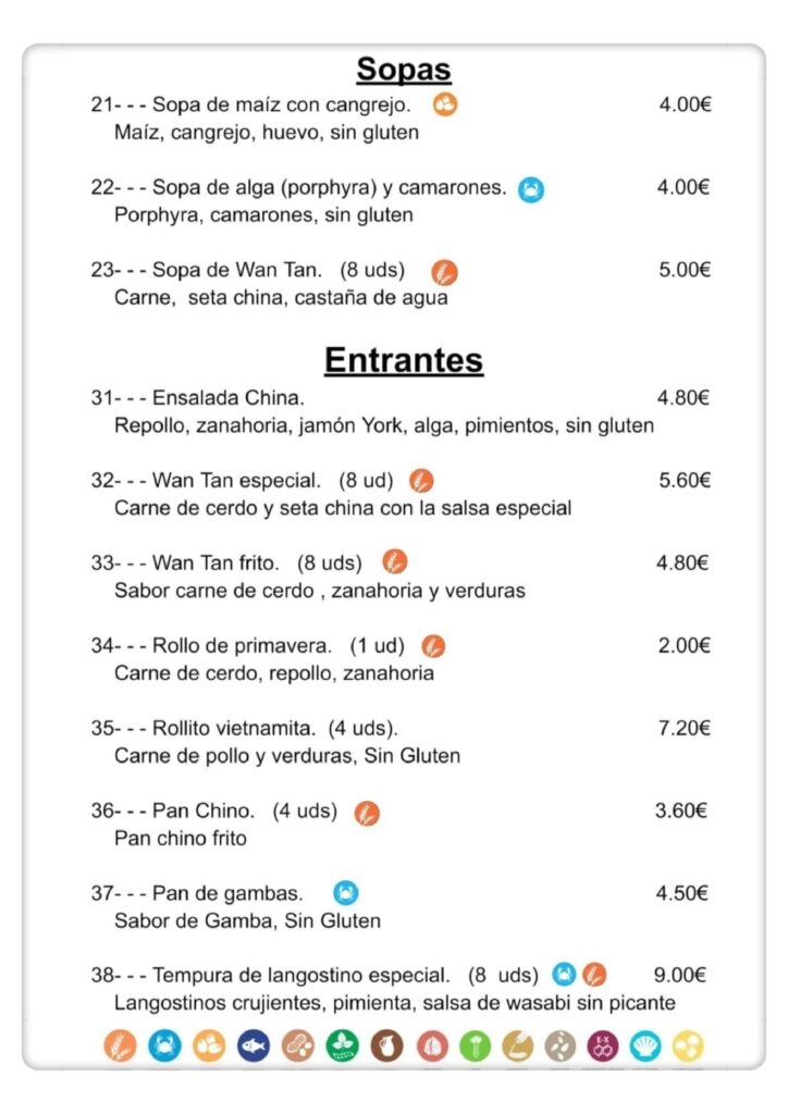 Carta - Sopas y Entrantes
